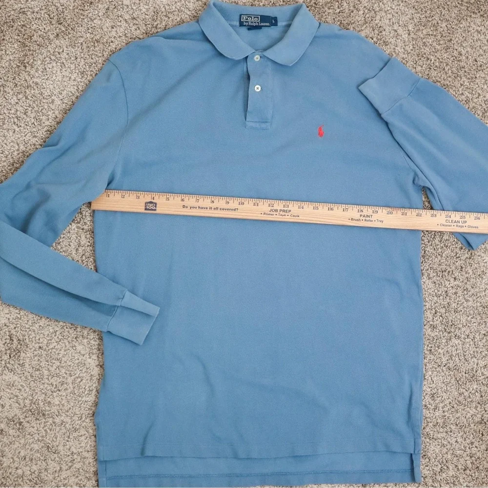 Vintage Polo Ralph Lauren Long Sleeve Polo Shirt Men L Blue Classic Pony Y2K
